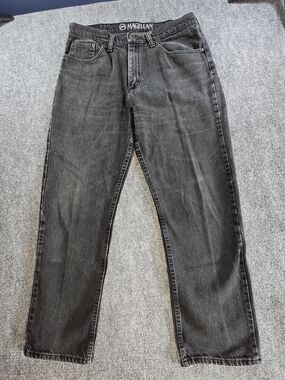 Magellan Outdoors Black Denim Jeans Mens 34x30 Straight Fit Casual Workwear